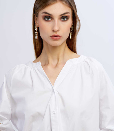 Camicia cotone maniche con inserto
