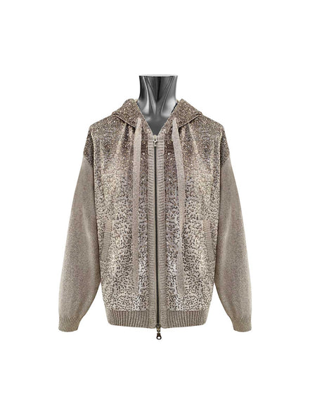 Felpa con cappuccio e paillettes
