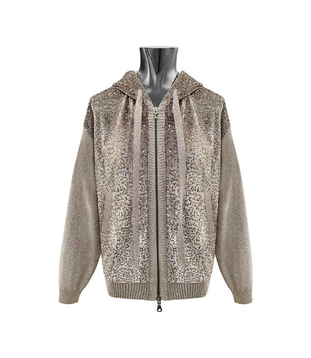 Felpa con cappuccio e paillettes