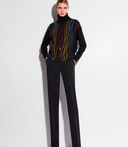 Maglia collo alto con cristalli