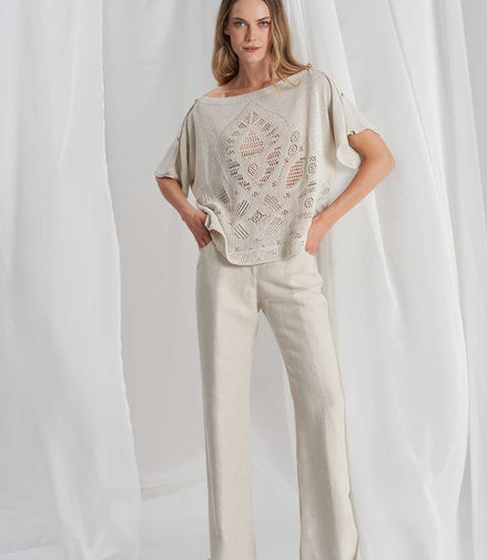 Pantalone in lino e cotone