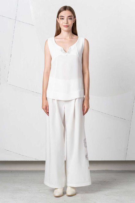 Top in tessuto bianco