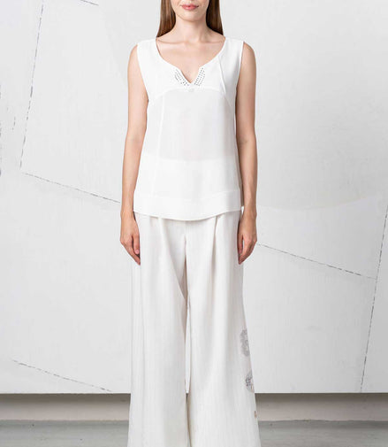 Top in tessuto bianco