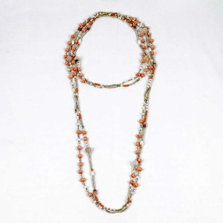 Collana lunga color corallo