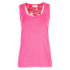 Top corallo con pizzo e strass