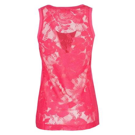 Top corallo con pizzo e strass