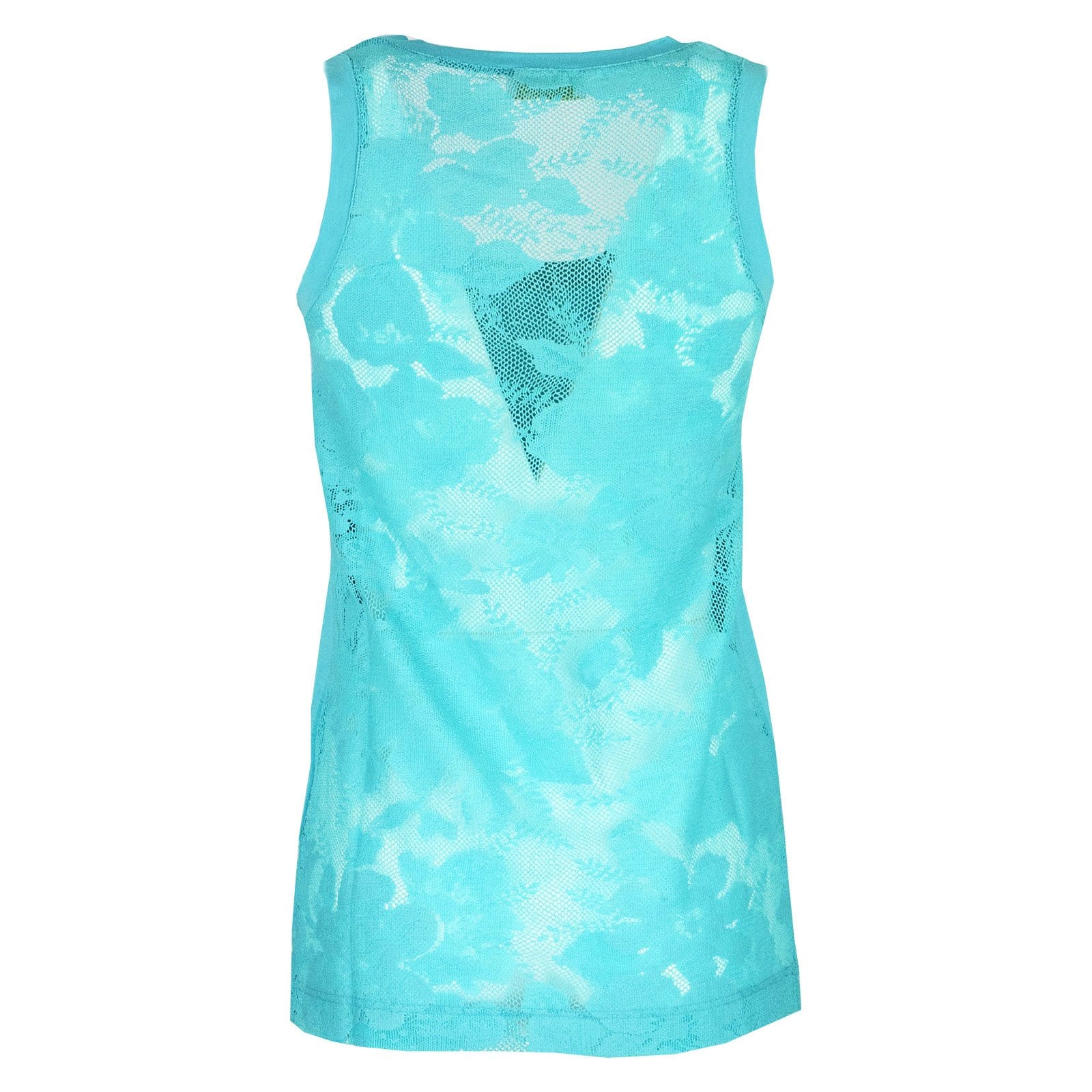 Top turchese con pizzo e strass