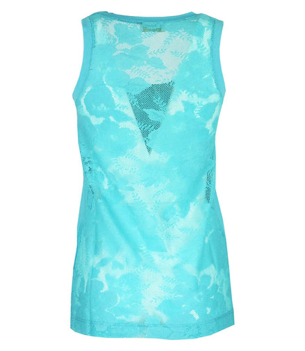 Top turchese con pizzo e strass